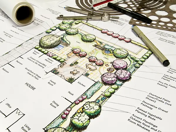 a drawing of a landscaping project for a property in Texas
