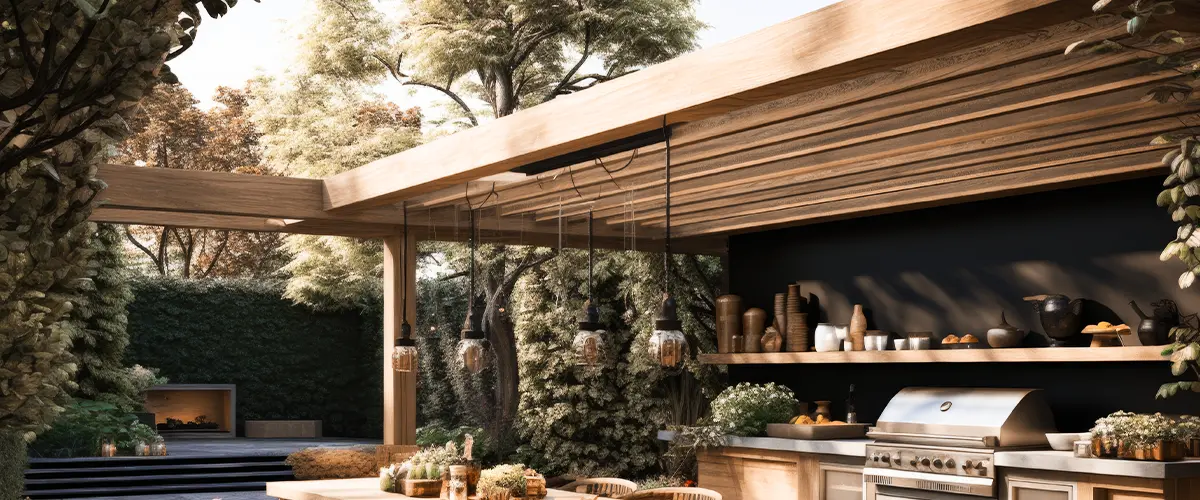 Outdoor Kitchen With Pergola