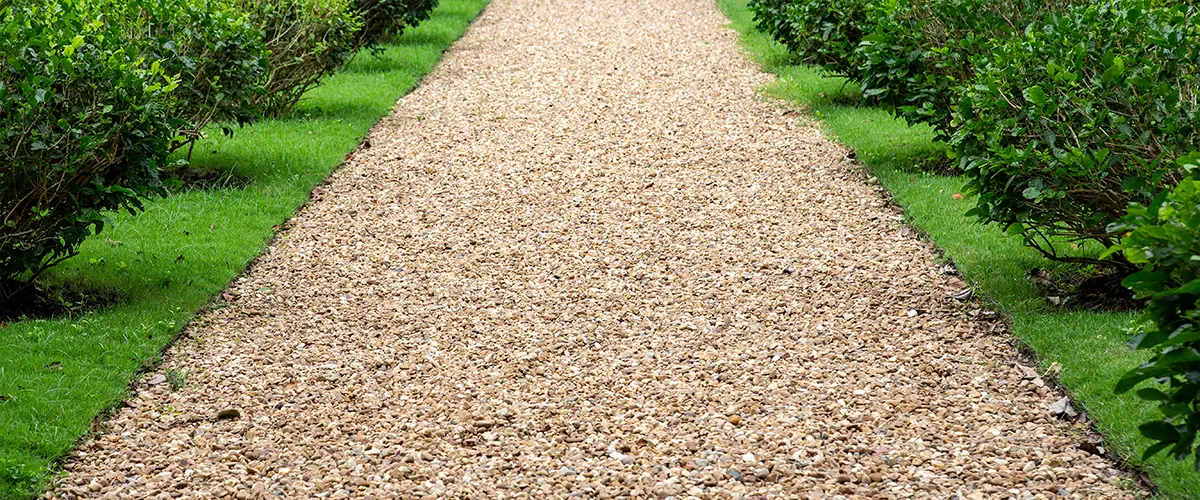 Gravel path way with plants