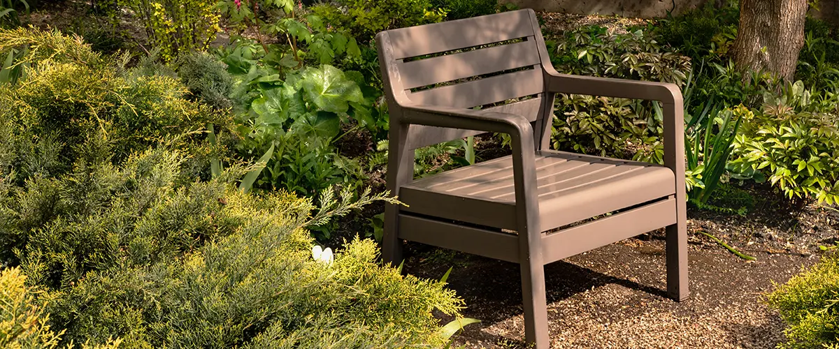 polywood armchair in a garden