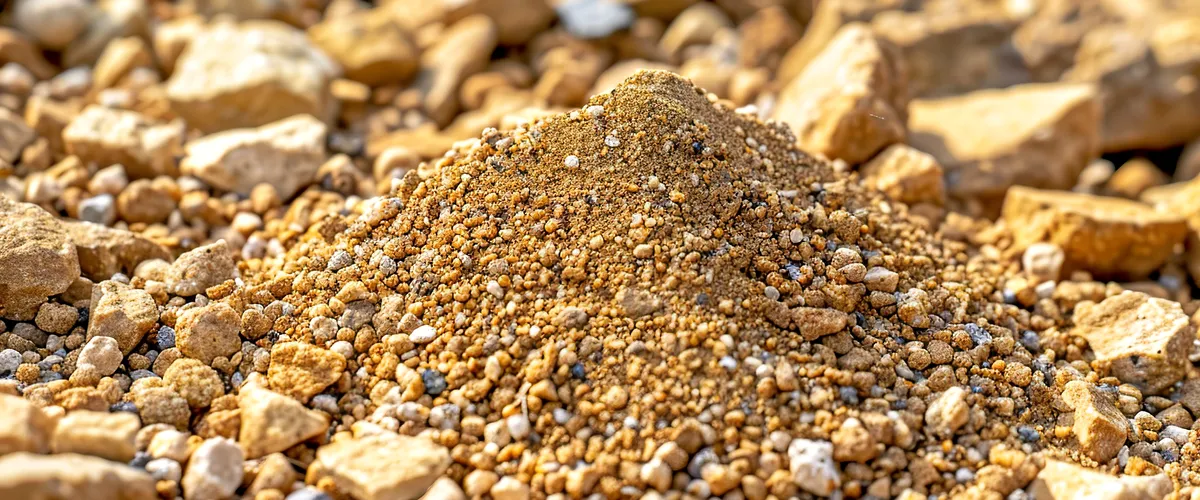 Closeup of Crushed Granite pile and sandy stones